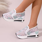 Damen elegante und luftige Sneakers mit floraler Stickerei