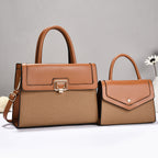Damen Handtaschen-Set mit strukturiertem Design und eleganter Mini-Crossbody-Tasche