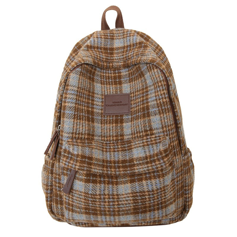 Gemütlicher Karo-Muster-Schulrucksack