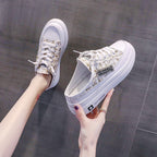 Damen Bequeme Sneakers mit Modischem Schachbrettmuster