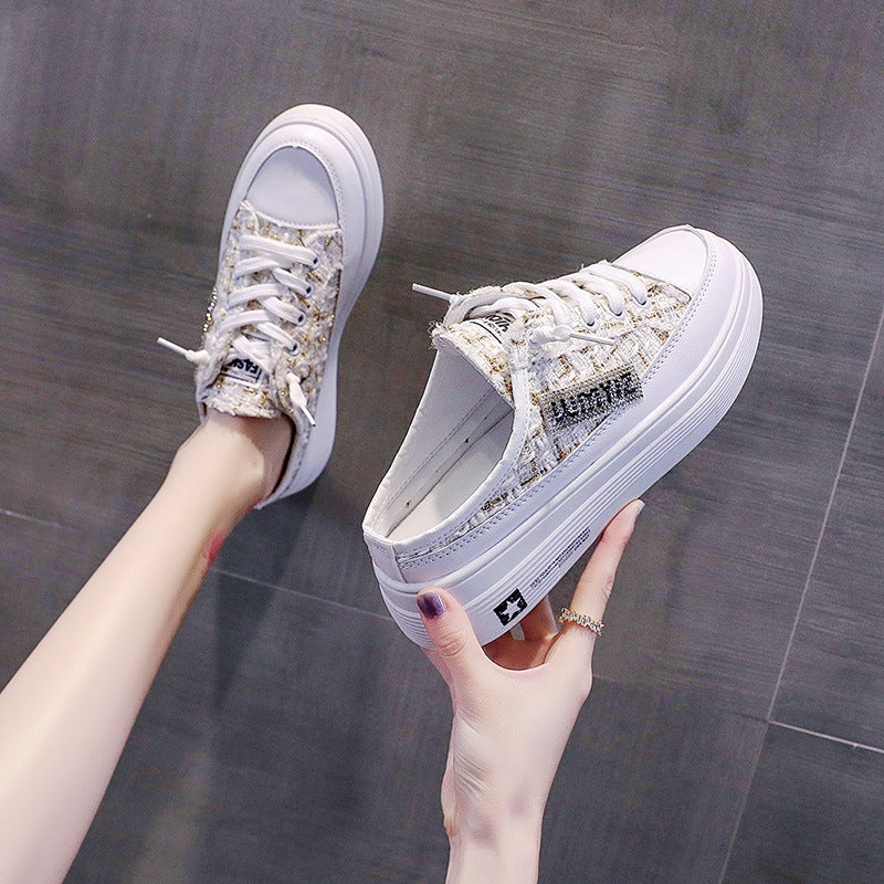 Damen Bequeme Sneakers mit Modischem Schachbrettmuster