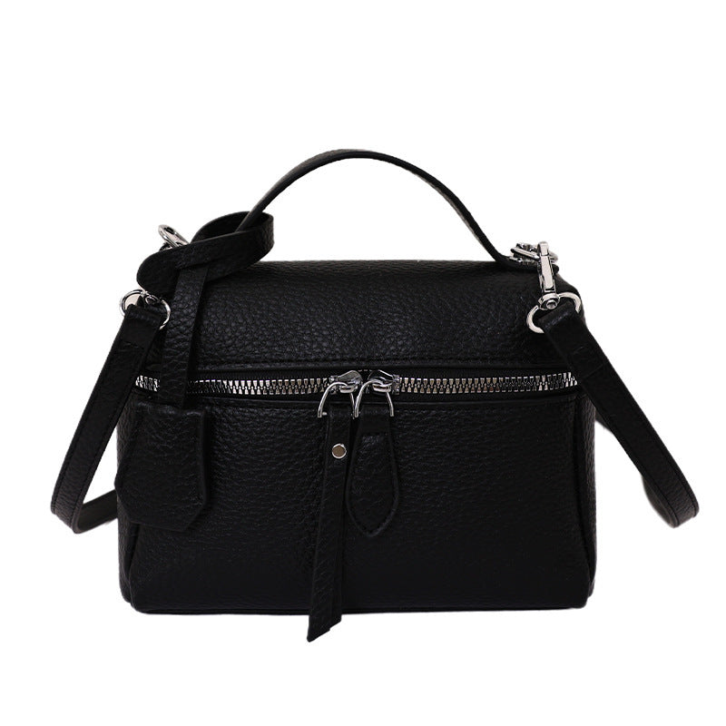 Damen praktische Schultertasche mit Doppelreißverschluss und vielseitigem Tragegurt