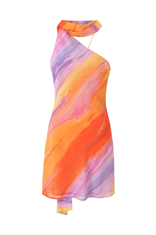 Robe Courte Dos Nu Tie-dye