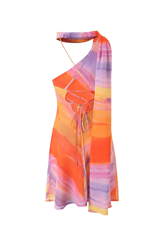 Robe Courte Dos Nu Tie-dye