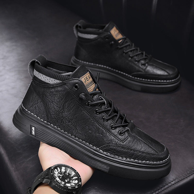 Damen High Sneakers aus echtem Leder mit einer stabilen Sohle und gepolsterter Außensohle