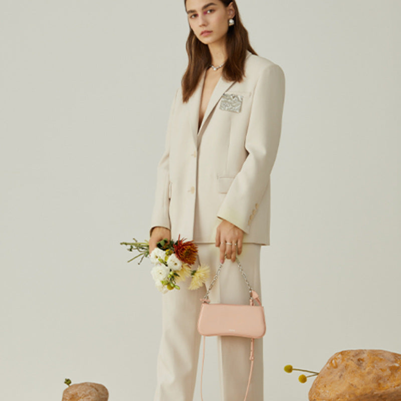 Damen elegante Schultertasche mit Kettenakzent