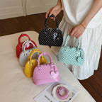 Damen Mini-Handtasche mit verspieltem Punkte-Muster und abnehmbarem Schultergurt