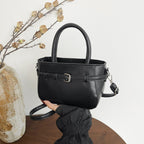 Damen elegante Mini-Handtasche mit doppeltem Tragegriff und abnehmbarem Schulterchain