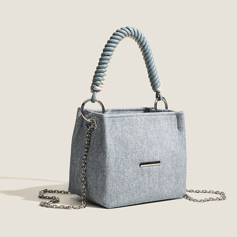 Damen Denim Mini Handtasche mit elegantem Kettenriemen