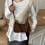 Damen modische Schultertasche im Vintage-Look mit Kettenriemen