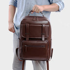 Stylischer Mehrfachfächer-Leder-Rucksack