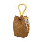 Handgewebte Schultertasche für Damen mit dekorativem Kordelzug