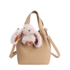 Damen Mini-Handtasche mit abnehmbarem Plüschanhänger
