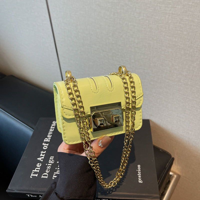 Damen elegante Mini-Handtasche mit goldener Verschlussmechanismus