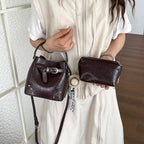 Damen stylische Mini-Bucket-Bag mit herausnehmbarem Kosmetiktäschchen