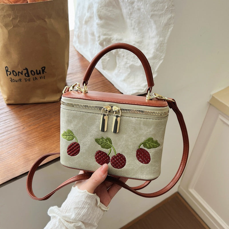 Damen praktische Schultertasche mit süßem Obstmotiv und praktischem Innenfach