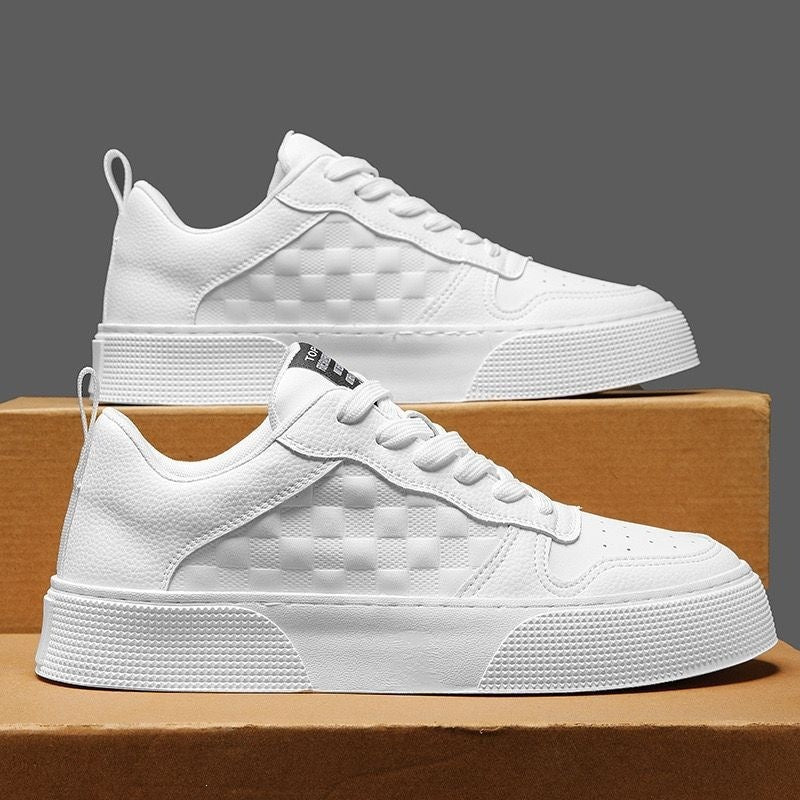 Damen stilvolle Sneaker aus synthetischem Leder mit trendigem Karomuster