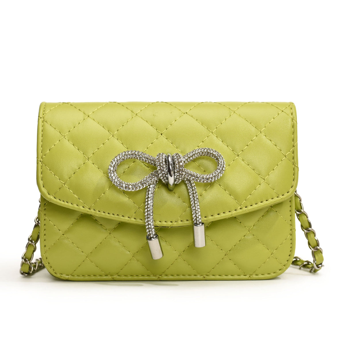Damen-Mini-Handtasche mit luxuriösem, gestepptem Muster und funkeldem Kettenanhänger