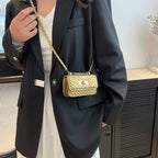 Damen Mini-Handtasche mit gestepptem Design und goldenem Verschluss