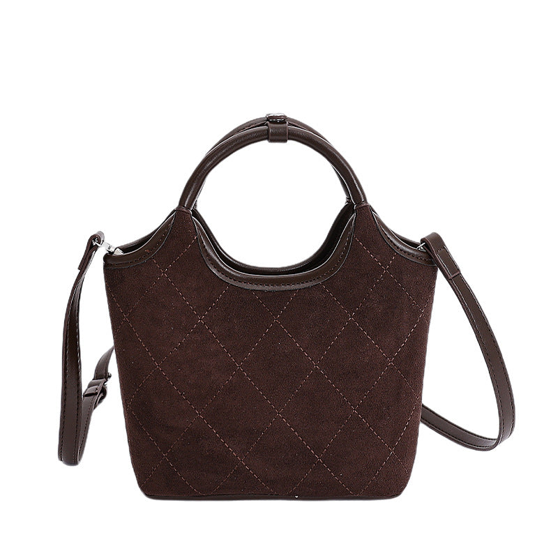 Damen elegante Handtasche aus hochwertigem Wildleder und Lederakzenten