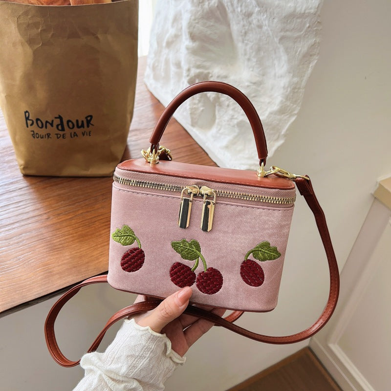 Damen praktische Schultertasche mit süßem Obstmotiv und praktischem Innenfach
