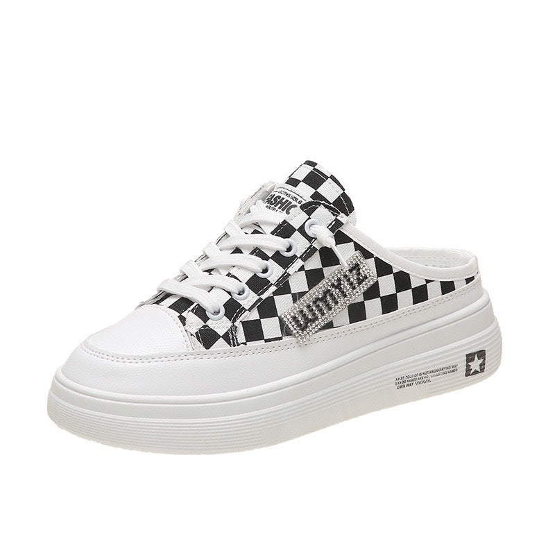 Damen Bequeme Sneakers mit Modischem Schachbrettmuster