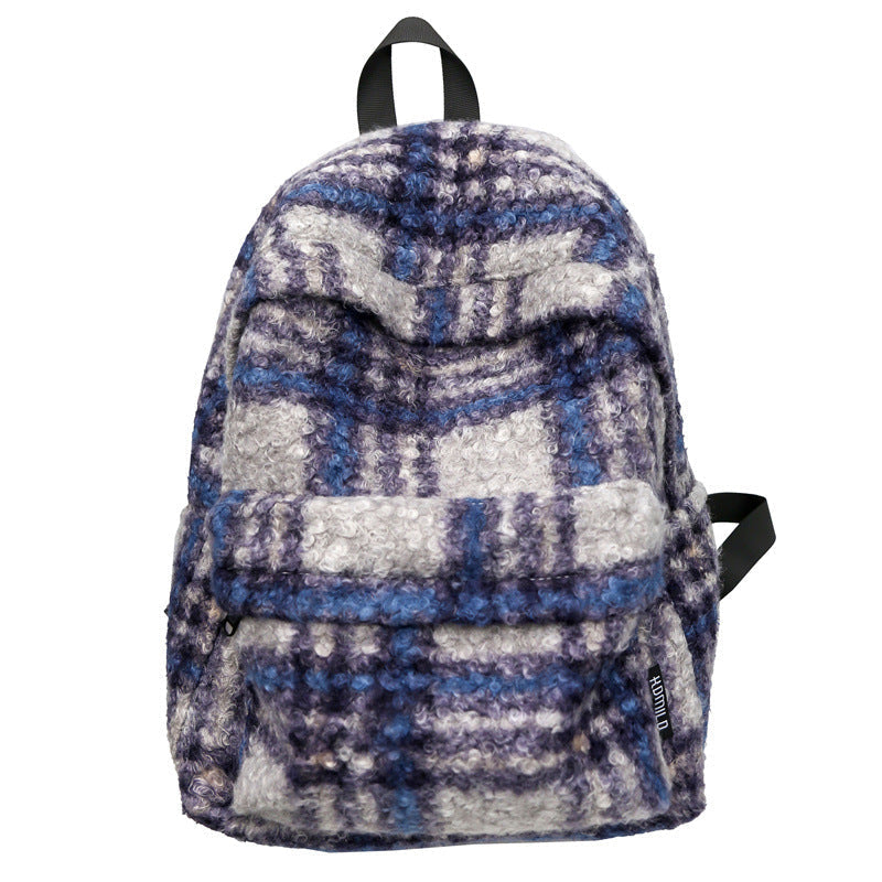 Gemütlicher Fleece kariert Schulrucksack