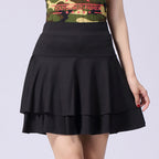 Damen Sporty Doppellagiger Ausgestellter Rock Mischgewebe Tanz-Skort