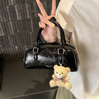 Damen Mini-Handtasche mit verspieltem Teddy-Anhänger
