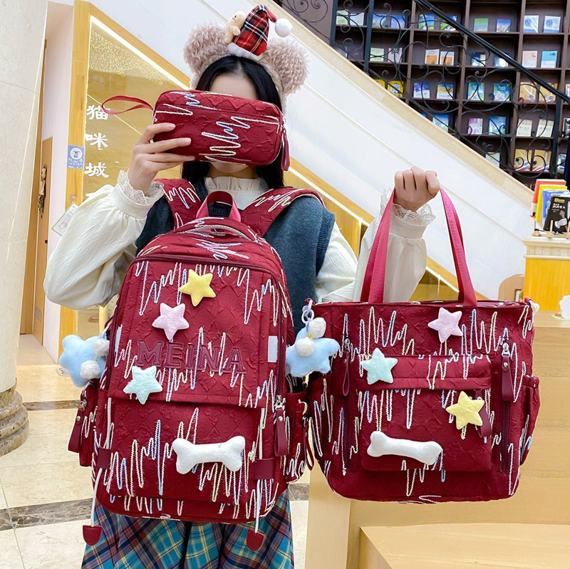 Niedlicher gesteppten Schul-Rucksack und Tragetasche Set