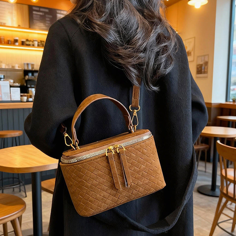 Damen strukturierte Schultertasche mit abnehmbarem Tragegurt