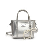 Damen Mini-Handtasche mit perlenverziertem Anhänger