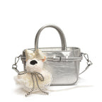 Damen Mini Tasche mit süßem Tier Anhänger und abnehmbarem Schulterriemen