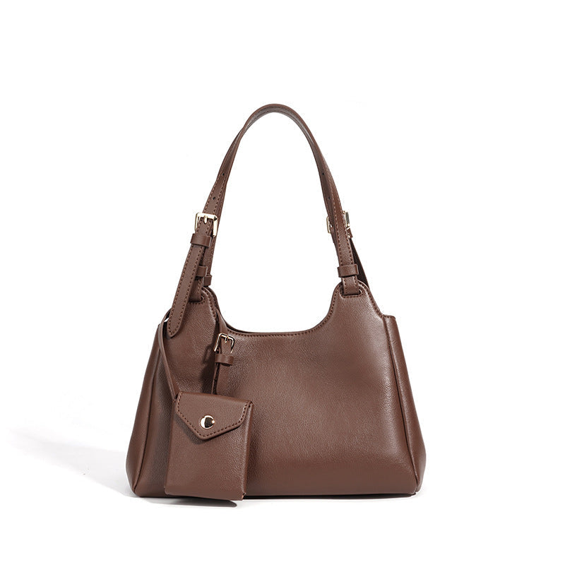 Damen Hobo-Tasche aus hochwertigem Leder mit abnehmbarem Mini-Brieftasche