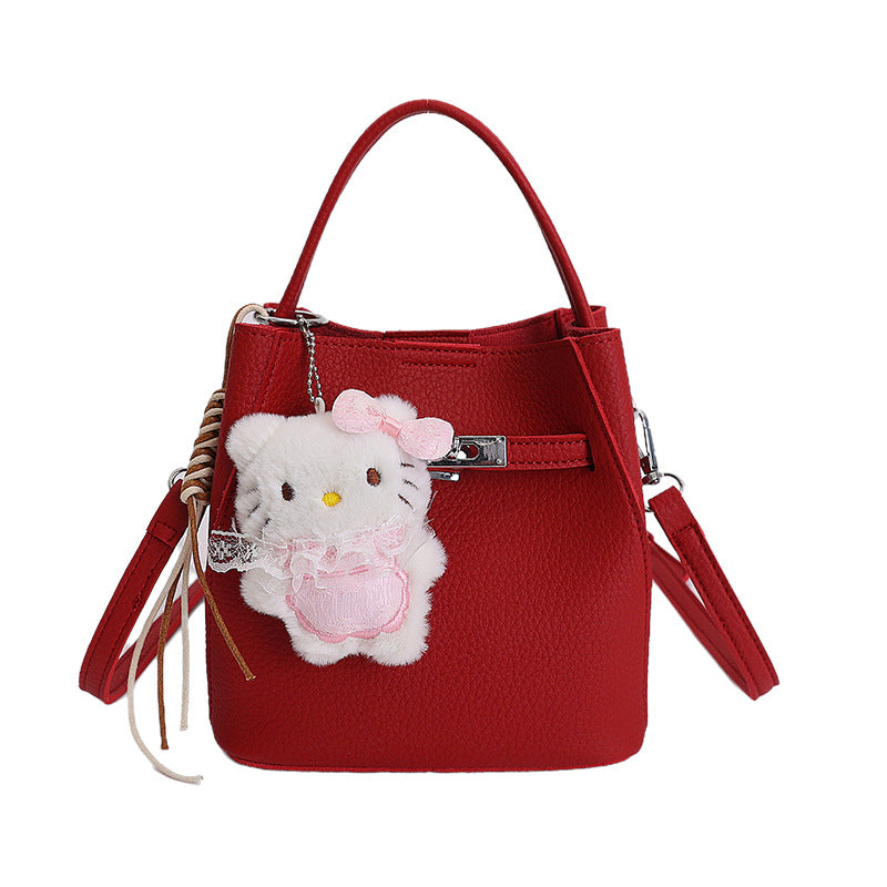 Damen Mini Tasche mit abnehmbarem Plüschanhänger