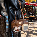 Damen Schultertasche mit einzigartigem Kordelzug und charmantem Anhänger