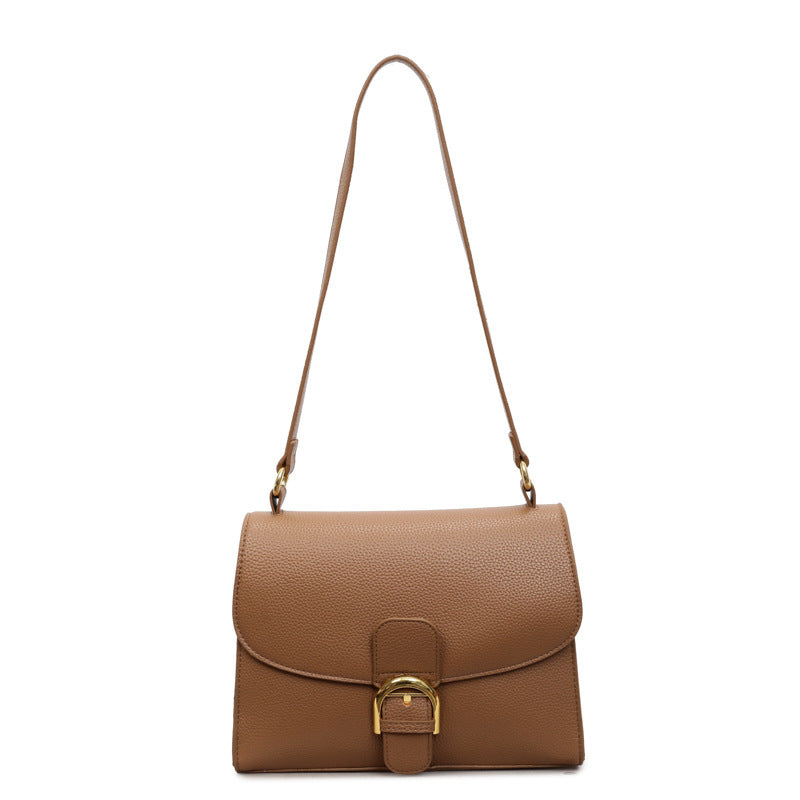 Damen Schultertasche mit elegantem Klappverschluss und dekorativem Metallakzent