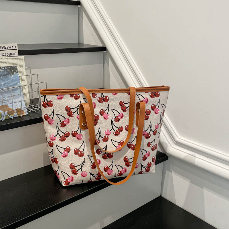 Damen Einkaufstasche mit fruchtigem Kirschdesign