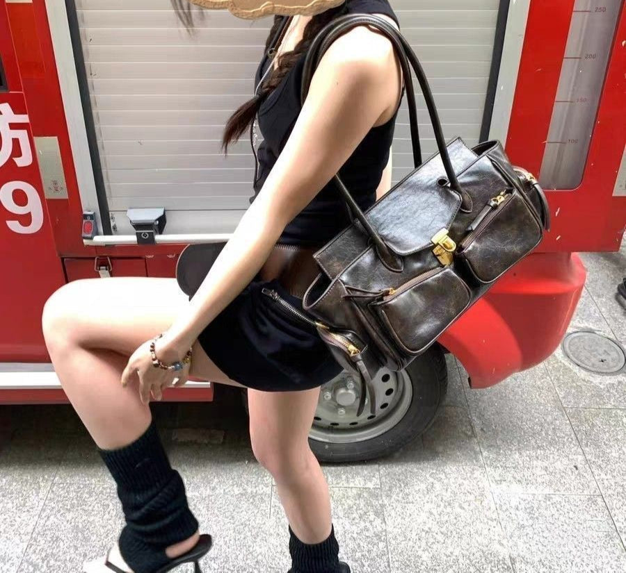Retro-Stil Leder Handtasche