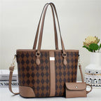 Damen praktische Tragetasche mit stylischem Karomuster und abnehmbarer Mini-Clutch
