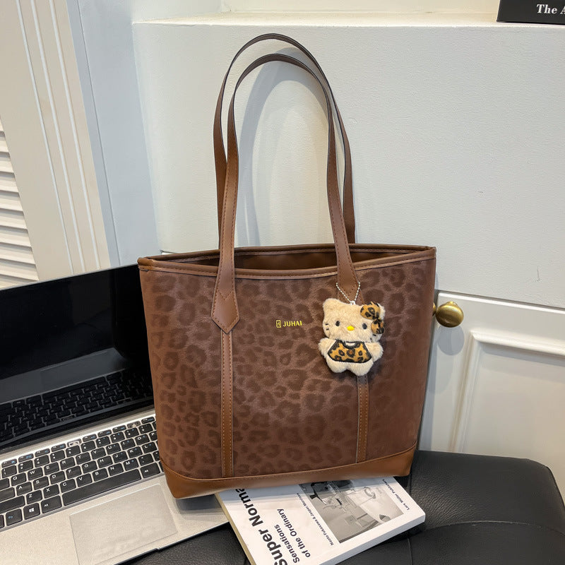 Damen modische Tragetasche mit Leopardenmuster und praktischem Innenfach