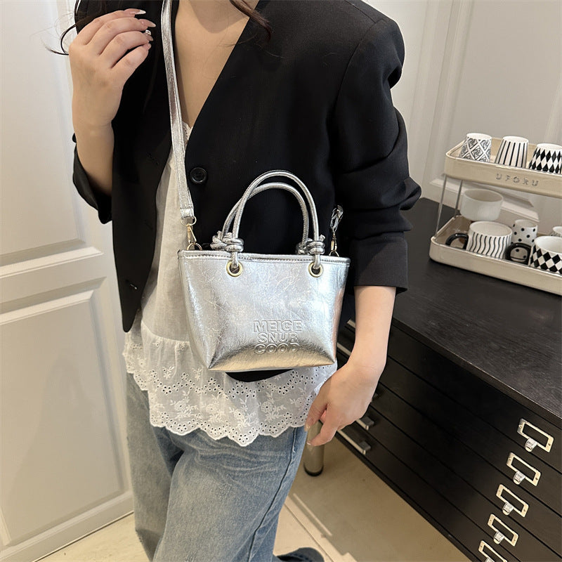 Damen elegante Mini-Handtasche mit strukturiertem Design und abnehmbarem Schulterriemen