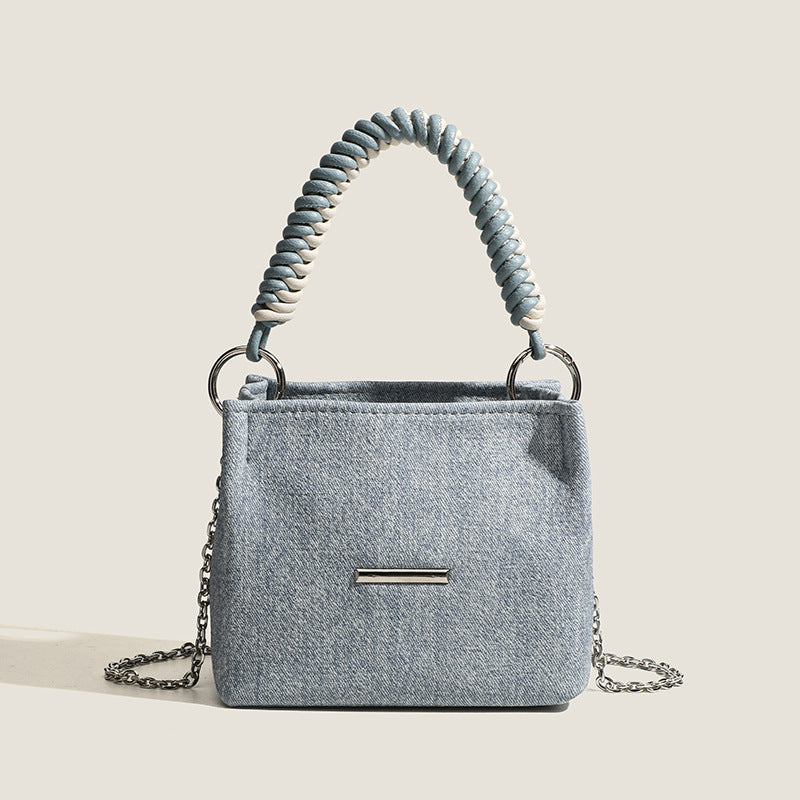 Damen Denim Mini Handtasche mit elegantem Kettenriemen