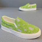 Damen Fashion Slip-On Sneakers mit funkelnden Applikationen