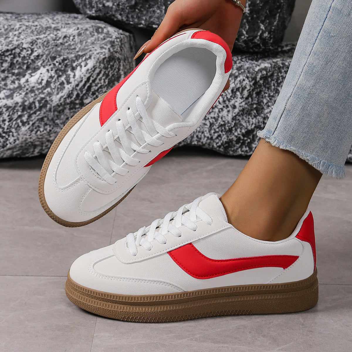 Damen Sport Sneakers mit stylischem Farbkontrast und rutschfester Sohle