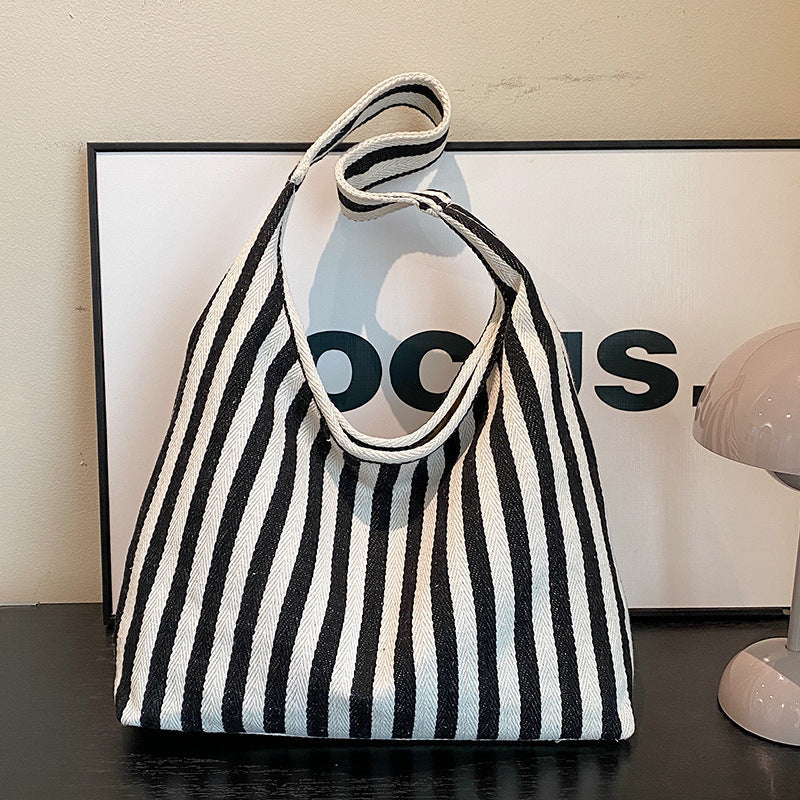 Damen Jute-Tote-Bag mit stilisiertem Streifenmuster