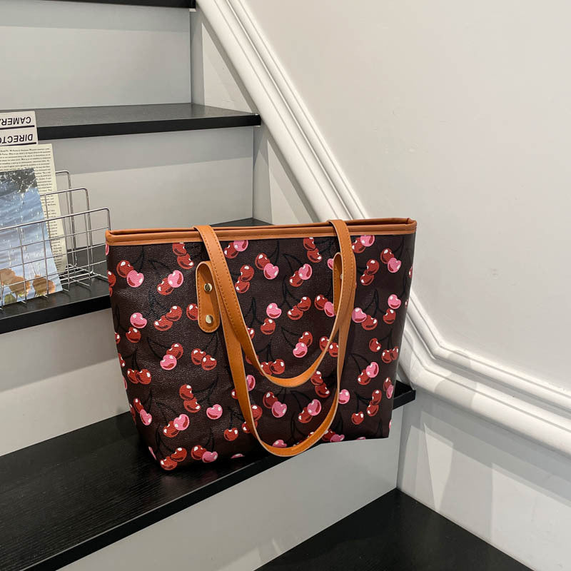 Damen Einkaufstasche mit fruchtigem Kirschdesign