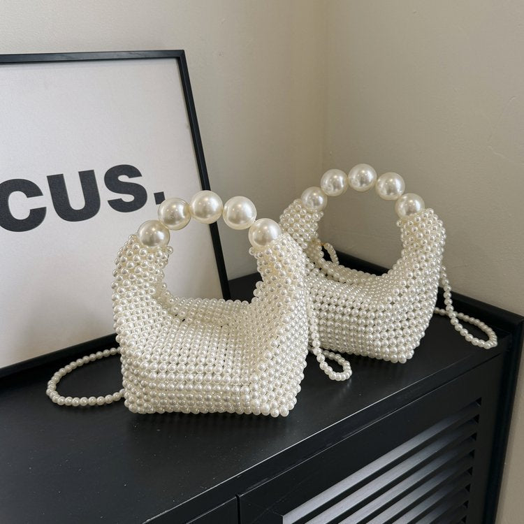 Damen Mini-Handtasche mit Perlenverzierung
