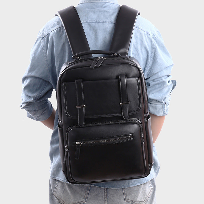 Stylischer Mehrfachfächer-Leder-Rucksack