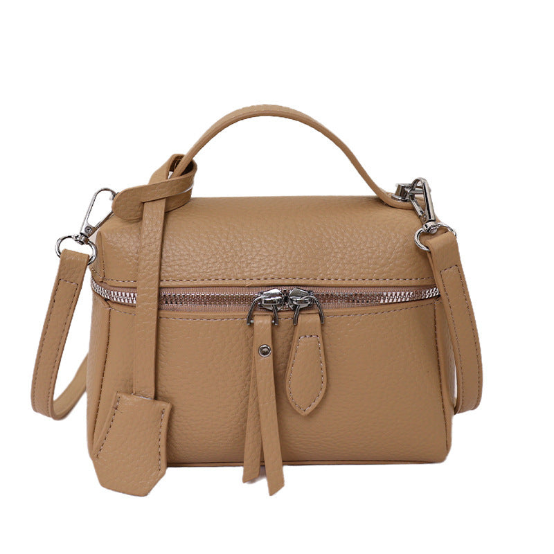 Damen praktische Schultertasche mit Doppelreißverschluss und vielseitigem Tragegurt